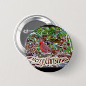 Badge Rond 5 Cm Joyeux Noël cardinal (Devant & derrière)