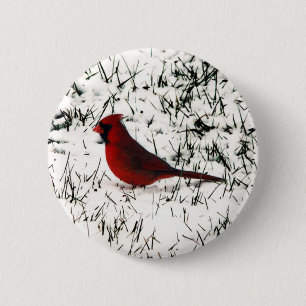 Badge Rond 5 Cm Joyeux Noël Cardinal