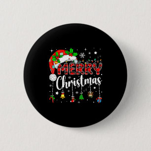 Badge Rond 5 Cm Joyeux Noël Chapeau Rouge de Père Noël Renne Noël