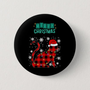 Badge Rond 5 Cm Joyeux Noël Chat à Carreaux Graphique Pour Amateur