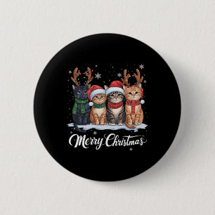 Badge Rond 5 Cm Joyeux Noël Chat Noël Light Reindeer Père Noël