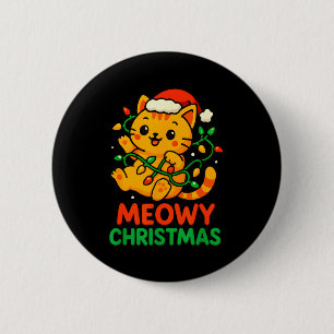 Badge Rond 5 Cm Joyeux Noël Chat Tigre Orange Mignon