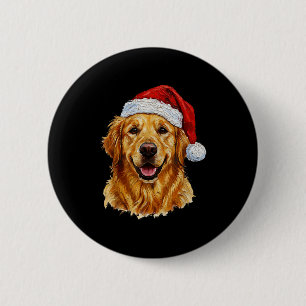Badge Rond 5 Cm Joyeux Noël Chien Retriever Golden Mignon Noël