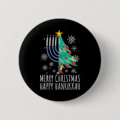 Badge Rond 5 Cm Joyeux Noël Chrismukkah Joyeux Noël Hanoukka (Devant)