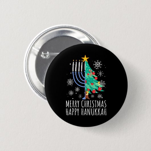 Badge Rond 5 Cm Joyeux Noël Chrismukkah Joyeux Noël Hanoukka (Devant & derrière)