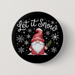 Badge Rond 5 Cm Joyeux Noël Cute Gnome Laissez Neiger Hiver 
