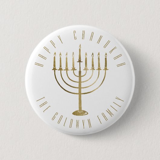 Badge Rond 5 Cm Joyeux Noël de Chanukah Menorah (Devant)
