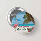 Badge Rond 5 Cm Joyeux Noël de Clearwater, FL (Devant & derrière)