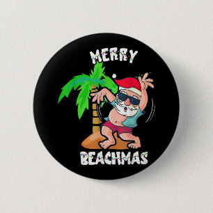 Badge Rond 5 Cm Joyeux Noël De Plage En Juillet Funky Père Noël Xm
