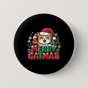 Badge Rond 5 Cm Joyeux Noël Décor Père Noël Chat Drôle Chris