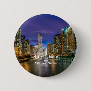 Badge Rond 5 Cm Joyeux Noël depuis Chicago, IL