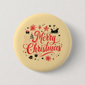 Badge Rond 5 Cm Joyeux Noël Design moderne | Rouge et blanc (Devant)