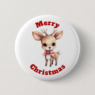 Badge Rond 5 Cm Joyeux Noël dessin animé de bébé cerf mignon