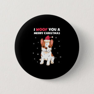 Badge Rond 5 Cm Joyeux Noël en aboiant French Bulldog Amour pour l
