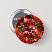 Badge Rond 5 Cm Joyeux Noël étincelant et brillant (Devant & derrière)