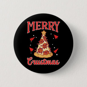 Badge Rond 5 Cm Joyeux Noël Funky Christmas Tree Lumières Père Noë