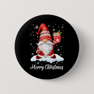Badge Rond 5 Cm Joyeux Noël Gnome Café Famille Assortie 