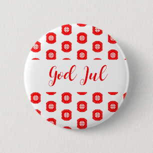 Badge Rond 5 Cm Joyeux Noël God Jul modèle scandinave cadeau