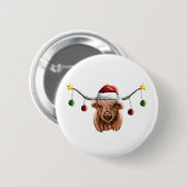 Badge Rond 5 Cm Joyeux Noël Hielan Coo (Devant & derrière)