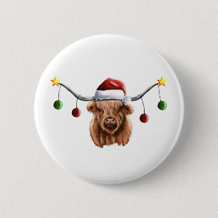 Badge Rond 5 Cm Joyeux Noël Hielan Coo