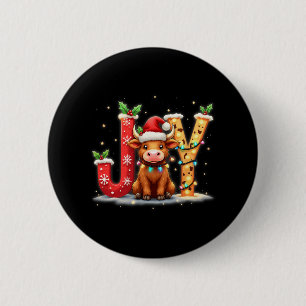 Badge Rond 5 Cm Joyeux Noël Highland Vache Famille drôle Matchin