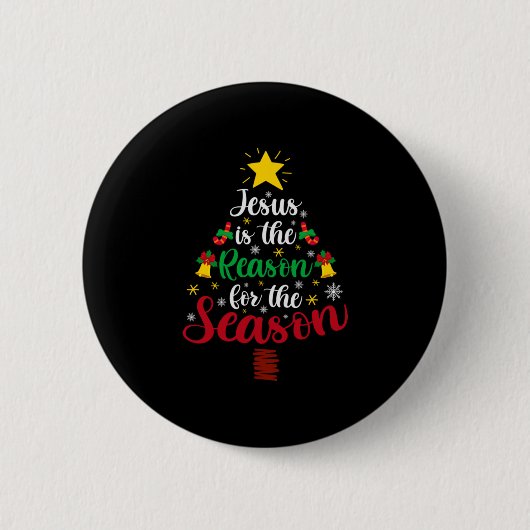 Badge Rond 5 Cm Joyeux Noël Jésus Est La Raison (Devant)