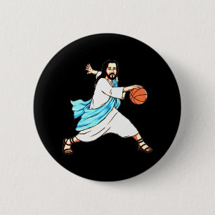 Badge Rond 5 Cm Joyeux Noël Jésus Jouer Bysketbyll Fun Holiday