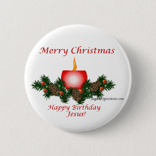 Badge Rond 5 Cm Joyeux Noël, joyeux anniversaire Jésus ! !