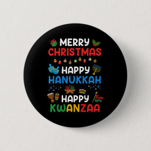 Badge Rond 5 Cm Joyeux Noël Joyeux Hanoukka Happy Kwanzaa Holids