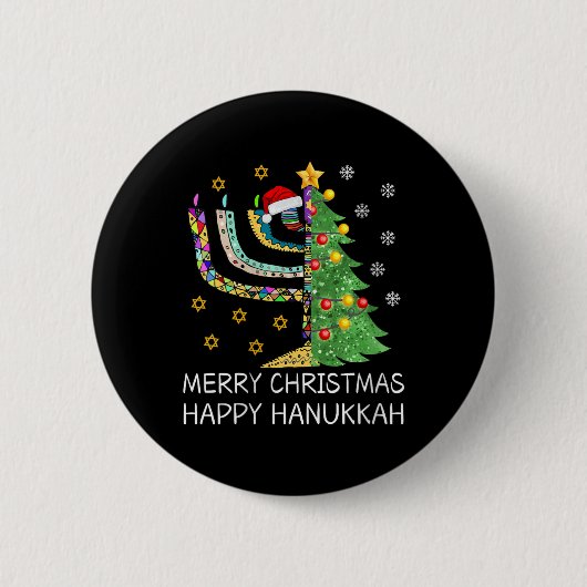 Badge Rond 5 Cm Joyeux Noël Joyeux Hanoukka Joyeux juif (Devant)