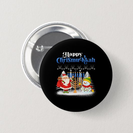Badge Rond 5 Cm Joyeux Noël juif Chrismukkah Hanoukka (Devant & derrière)