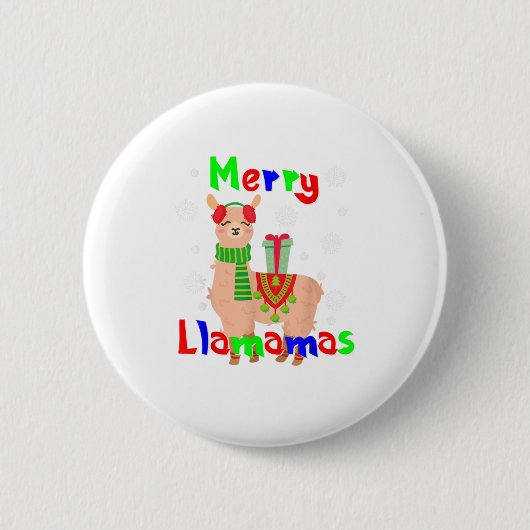 Badge Rond 5 Cm Joyeux Noël Llamas (Devant)