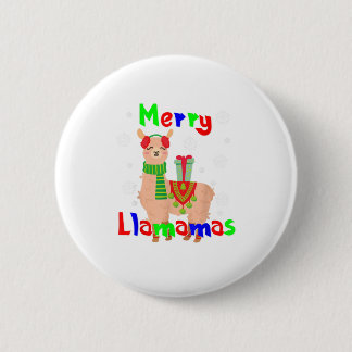 Badge Rond 5 Cm Joyeux Noël Llamas
