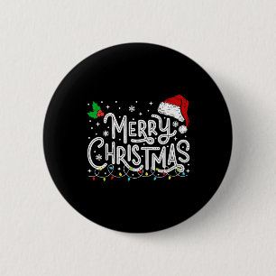 Badge Rond 5 Cm Joyeux Noël Lumières Rouge Noël Chapeau Noël Famil