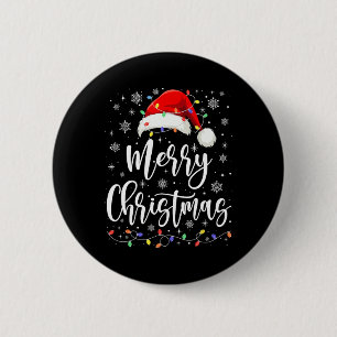 Badge Rond 5 Cm Joyeux Noël Lumières Rouge Noël Chapeau Noël Famil