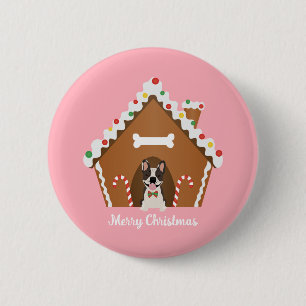 Badge Rond 5 Cm Joyeux Noël Maison en pain d'épice pour chien