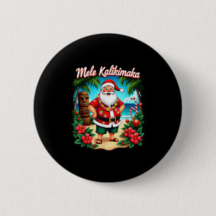 Badge Rond 5 Cm Joyeux Noël Mele Kalikimaka Trocal Hawaïen Père No