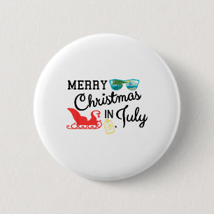 Badge Rond 5 Cm Joyeux Noël Mignon en Juillet sur la Plage Père No