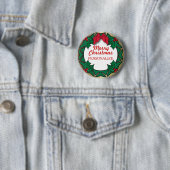 Badge Rond 5 Cm Joyeux Noël Nom couronne (En situation)