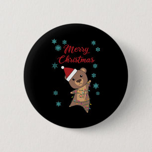 Badge Rond 5 Cm Joyeux Noël Ours Neige Ours d'hiver Teddy