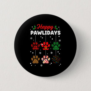 Badge Rond 5 Cm Joyeux Noël Pawlidays Buffalo à carreaux Patte Chr