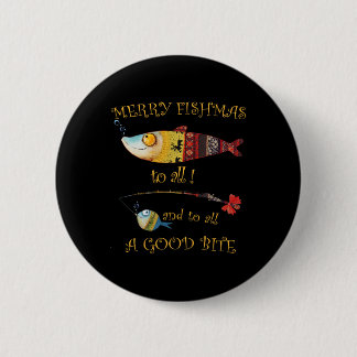 Badge Rond 5 Cm Joyeux Noël Pêcheur Merry Fishmas à tous les pêche