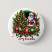 Badge Rond 5 Cm Joyeux Noël Père Noël (Devant)