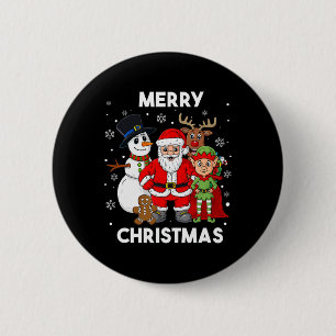 Badge Rond 5 Cm Joyeux Noël Père Noël Et Amis Garçons Fille Enfant