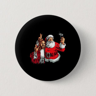 Badge Rond 5 Cm Joyeux Noël Père Noël Jésus Selfie Fun Xmas Pajama
