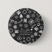 Badge Rond 5 Cm Joyeux Noël Père Noël Symboles, noir et blanc (Devant)