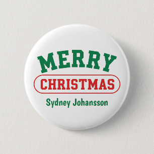 Badge Rond 5 Cm Joyeux Noël personnalisé Rétro Nom personnalisé