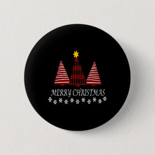 Badge Rond 5 Cm Joyeux Noël Plaid Tree Flocon de neige Noël Fêtes