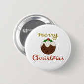 Badge Rond 5 Cm Joyeux Noël+Pudding Design (Devant & derrière)
