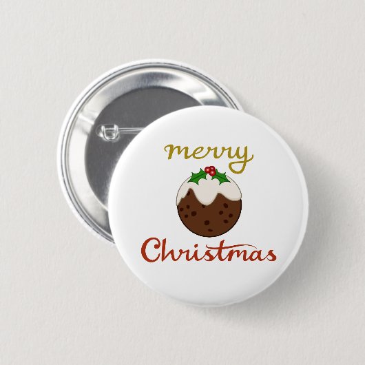 Badge Rond 5 Cm Joyeux Noël+Pudding Design (Devant & derrière)